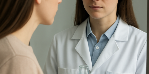 Imagen generada por IA de una investigadora mirándose a un espejo